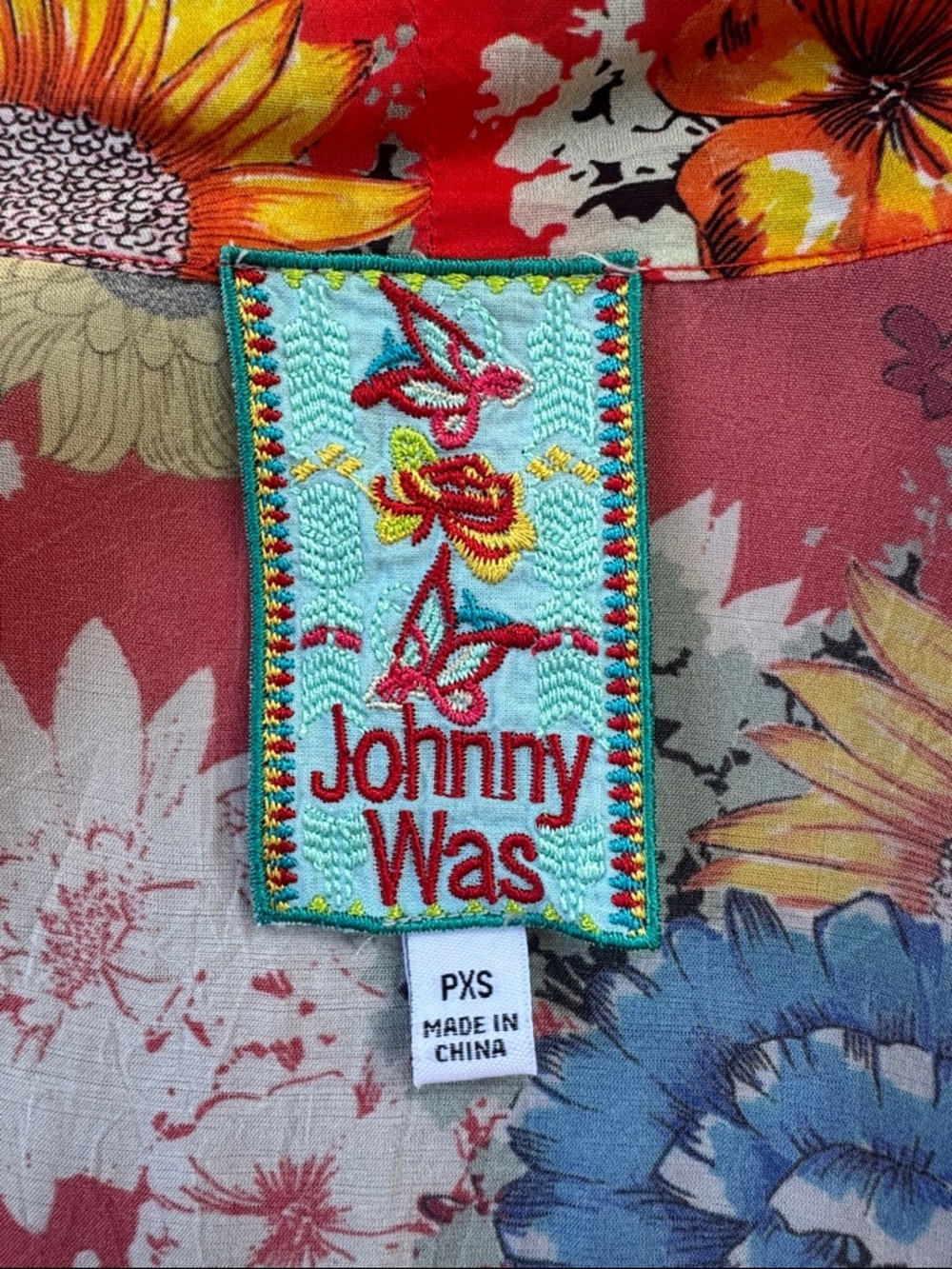 Johnny Was Mishka Rose Embroidery Silk Kimono Size Petite XS - Picture 11 of 14